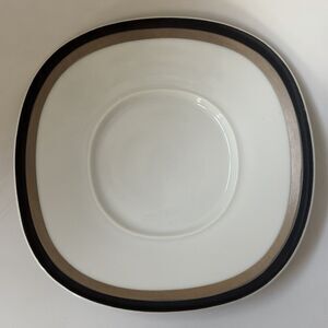 Sango Quadrille Black Satin 5 3/4” Saucer 7017 Japan Champagne Gold Trim